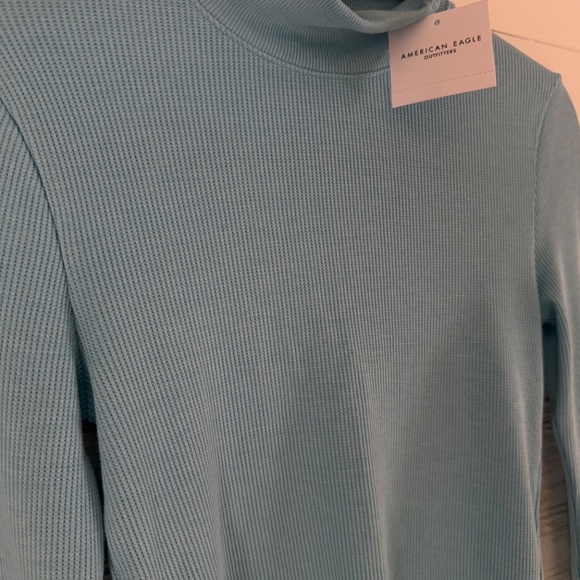NWT! American Eagle | Size Small |  Ribbed Mock Neck Top Blue - Picture 4 of 7
